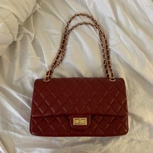 large smooth leather double flap shoulder bag